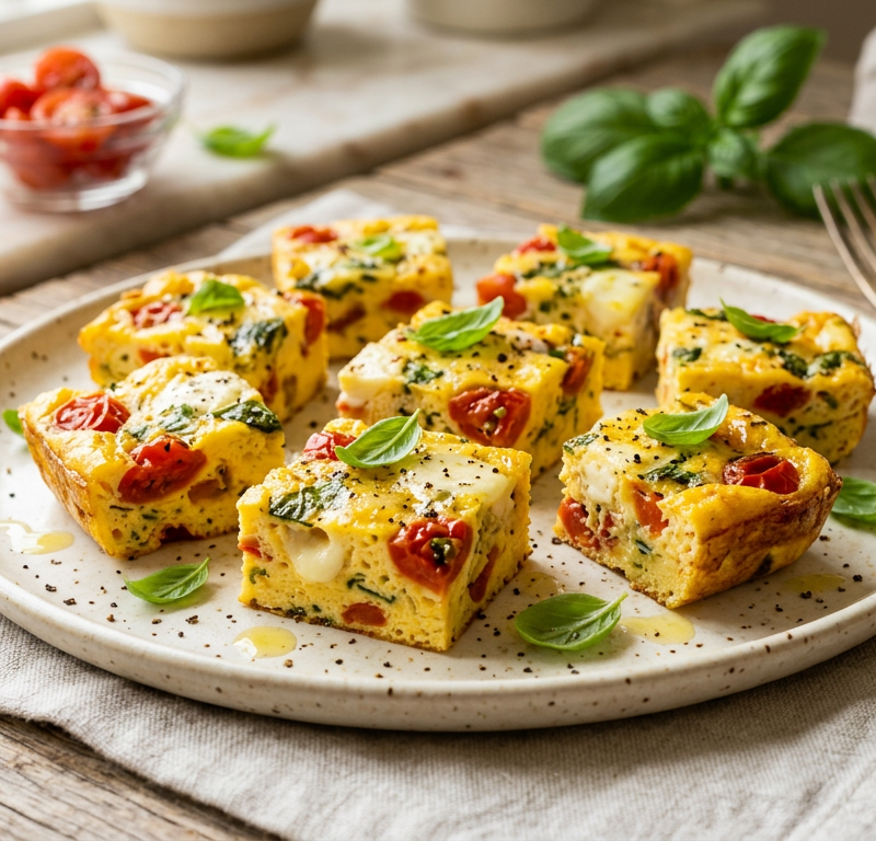 Mini Caprese Frittata Squares