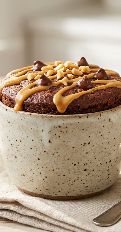 Chocolate Peanut Butter Protein Mug Cake