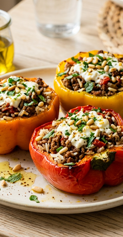 Mediterranean Stuffed Bell Peppers with Lamb