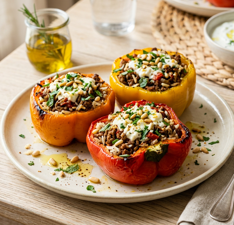 Mediterranean Stuffed Bell Peppers with Lamb