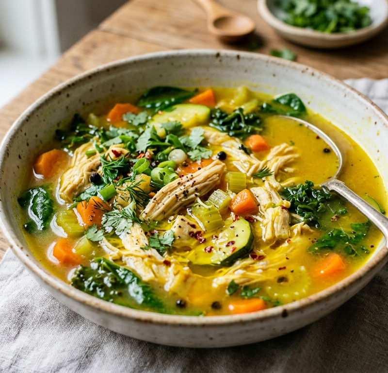 Turmeric Chicken Bone Broth Soup