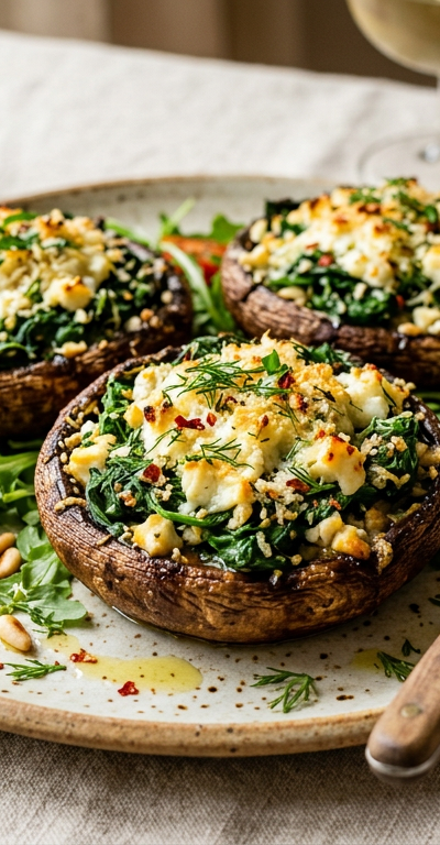 Spinach and Feta Stuffed Portobello Mushrooms