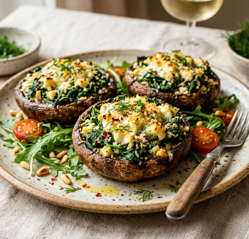 Spinach and Feta Stuffed Portobello Mushrooms