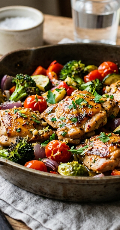 Garlic Butter Chicken Skillet with Roasted Vegetables
