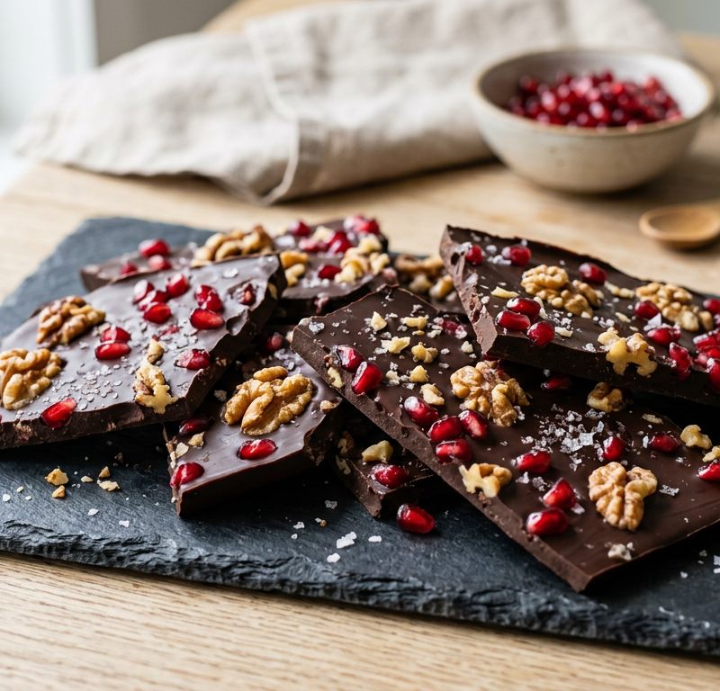 Pomegranate Walnut Dark Chocolate Bark