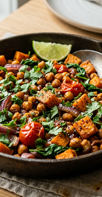 Smoky Chickpea & Sweet Potato Skillet