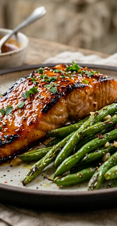 Honey Sriracha Salmon & Green Beans
