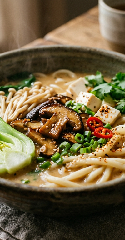 Silky Miso-Mushroom Udon Soup Bowl
