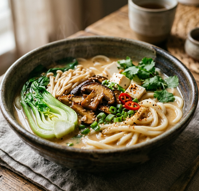 Silky Miso-Mushroom Udon Soup Bowl