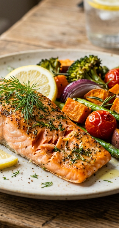 Baked Salmon with Roasted Vegetables