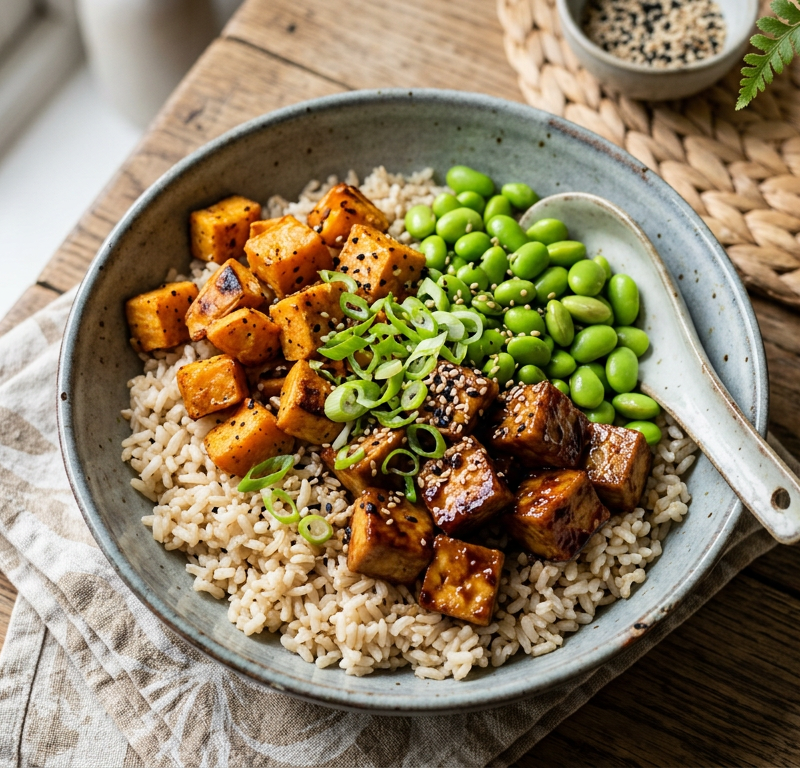 Sweet Potato & Edamame Miso Rice Bowl