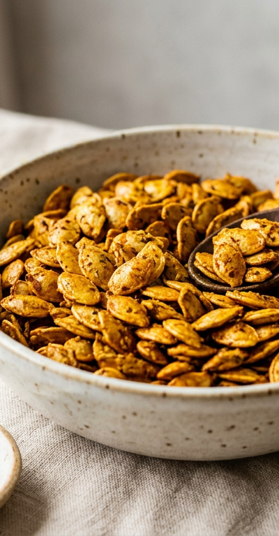 Crunchy Curry Roasted Pumpkin Seeds