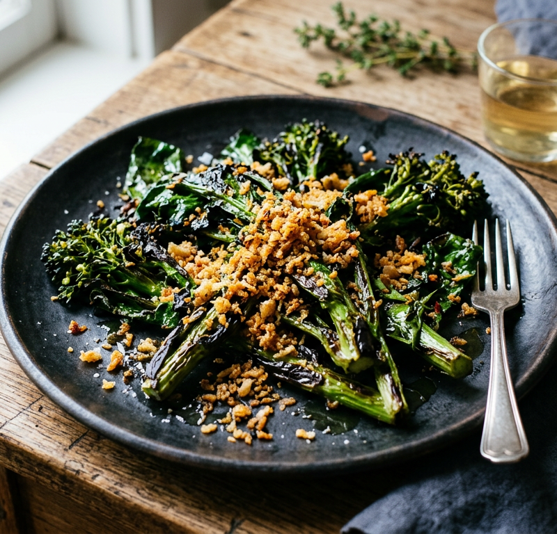 Charred Broccoli Rabe with Anchovy-Garlic Crumbs