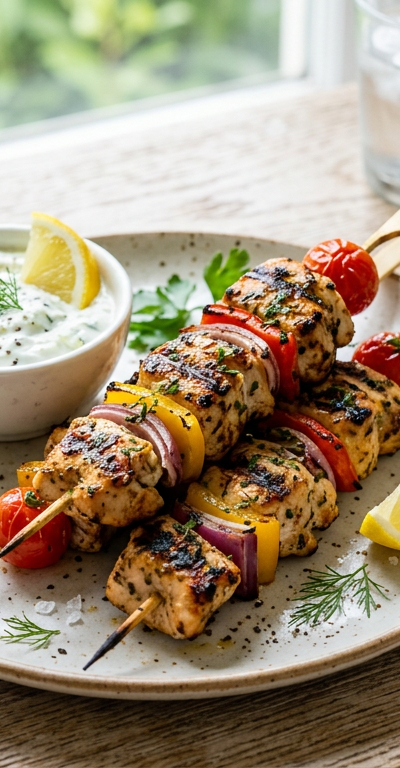 Grilled Chicken Mediterranean Skewers