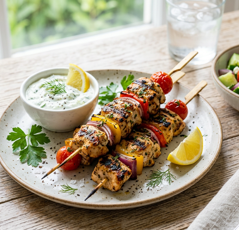 Grilled Chicken Mediterranean Skewers