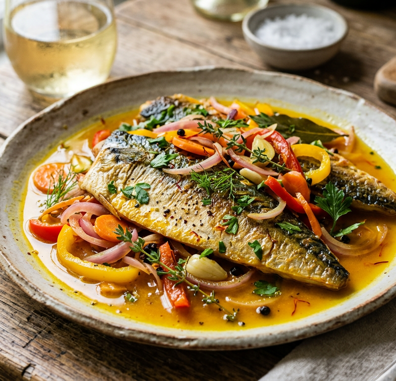 Mackerel Escabeche with Pickled Vegetables
