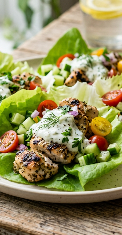 Mediterranean Chicken Lettuce Cups