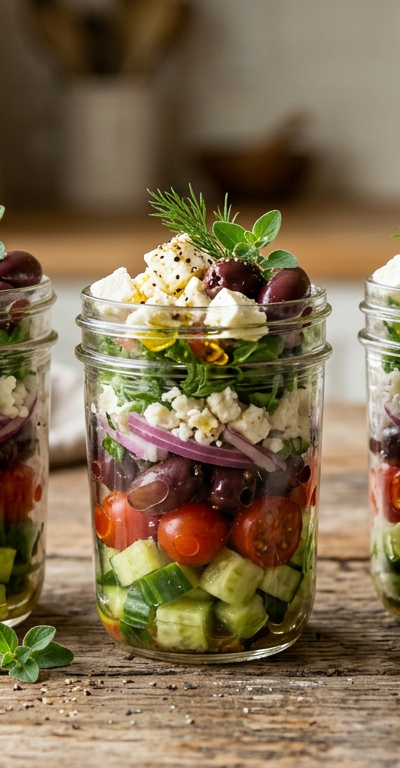 Mini Greek Salad Jars