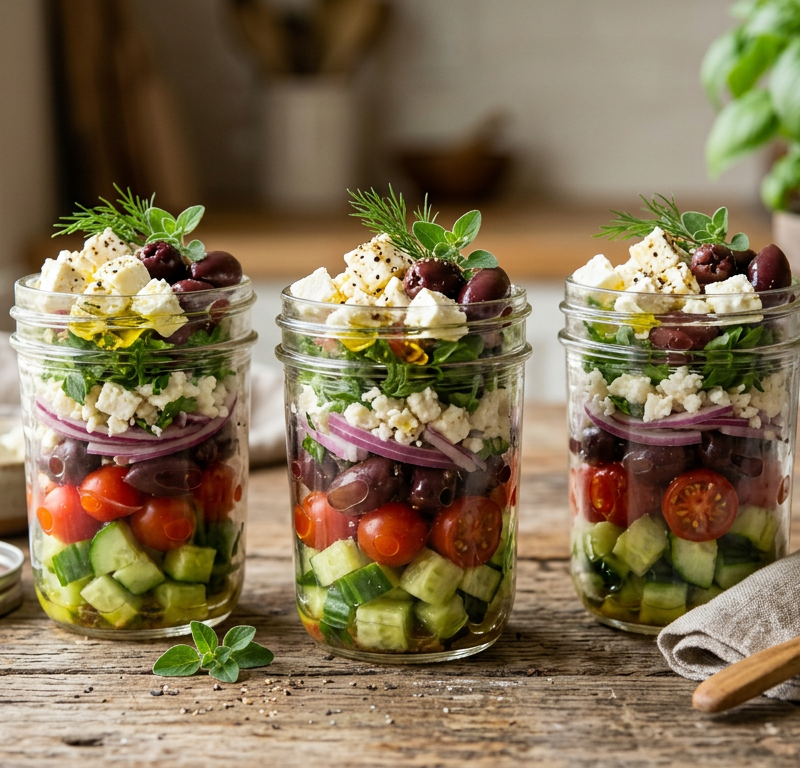 Mini Greek Salad Jars