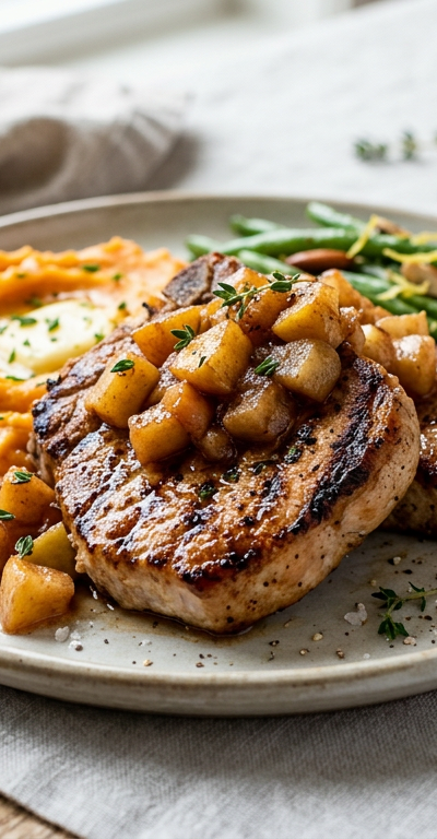 Gluten-Free Pork Chops with Apple Compote