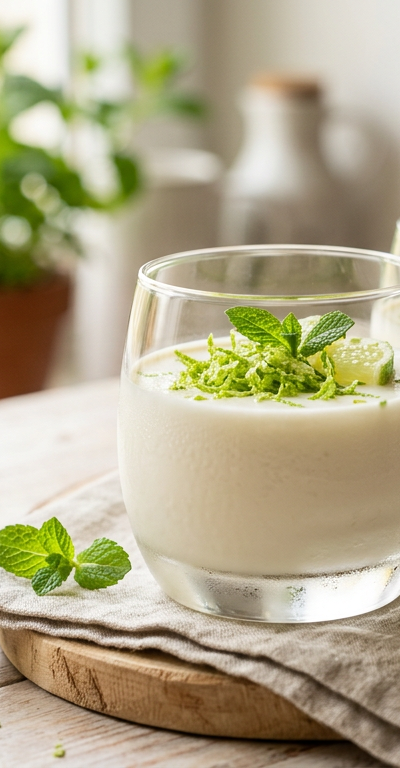Coconut Panna Cotta with Lime and Mint