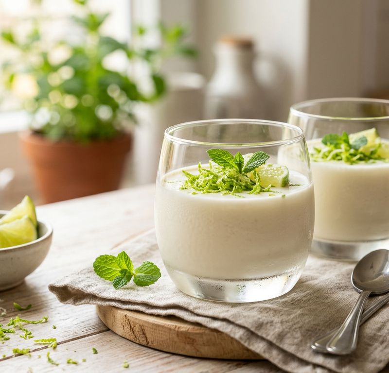 Coconut Panna Cotta with Lime and Mint