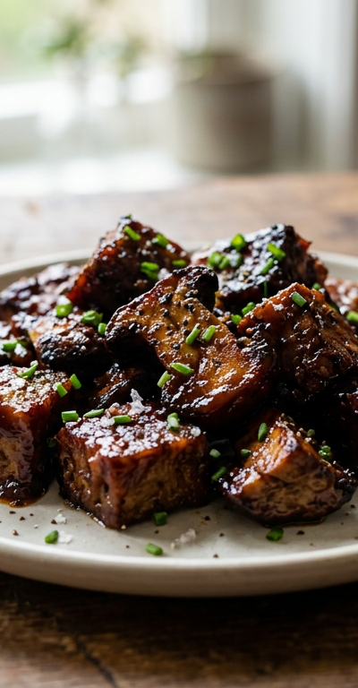Smoky Vegan Burnt Ends with Bourbon BBQ Glaze