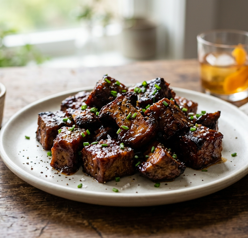 Smoky Vegan Burnt Ends with Bourbon BBQ Glaze