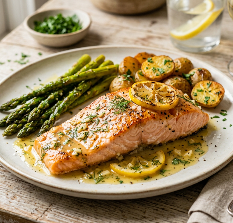 Gluten-Free Baked Salmon with Lemon Butter
