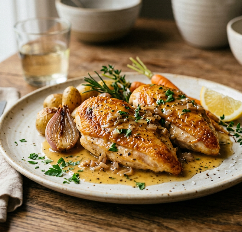 Pan-Seared Chicken with Pan Sauce