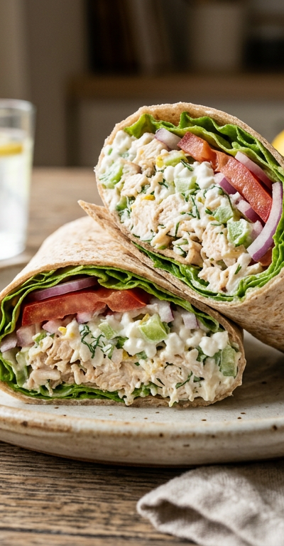 Cottage Cheese Chicken Salad Wrap
