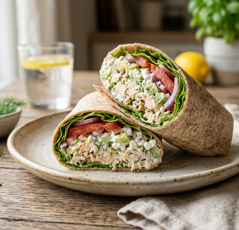 Cottage Cheese Chicken Salad Wrap