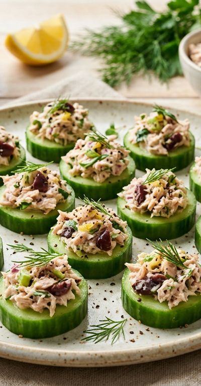 Tuna Salad Cucumber Bites