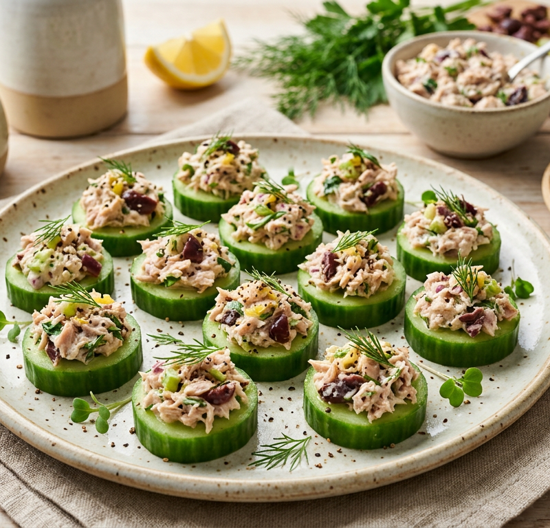 Tuna Salad Cucumber Bites