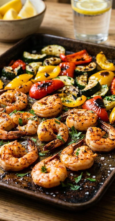 Sheet-Pan Paprika Grilled Shrimp with Bell Peppers and Zucchini