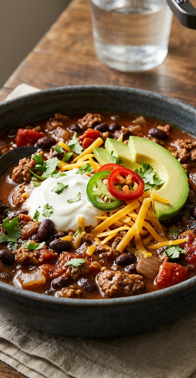 One-Pot Smoky Beef and Black Bean Chili