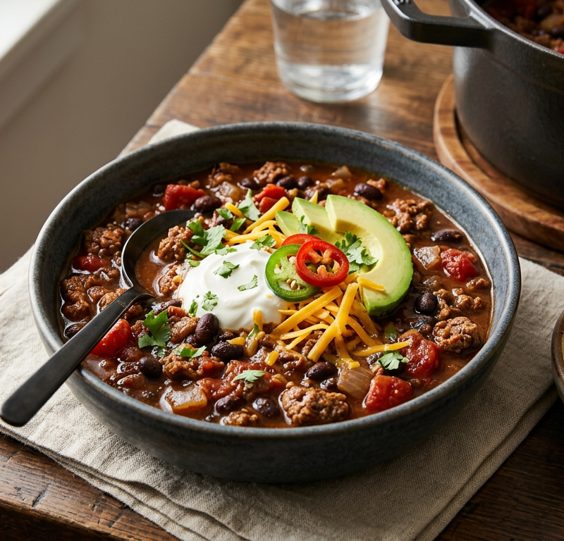 One-Pot Smoky Beef and Black Bean Chili