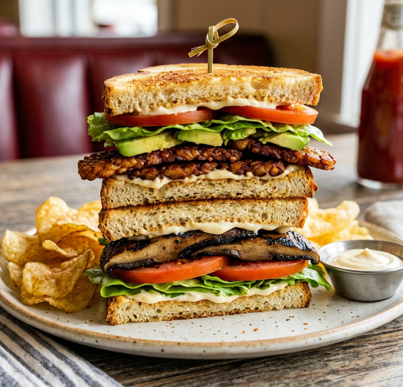 Classic Diner-Style Vegan Club Sandwich