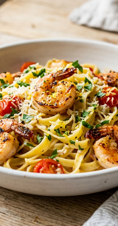 Gluten-Free Lemon Garlic Shrimp Pasta