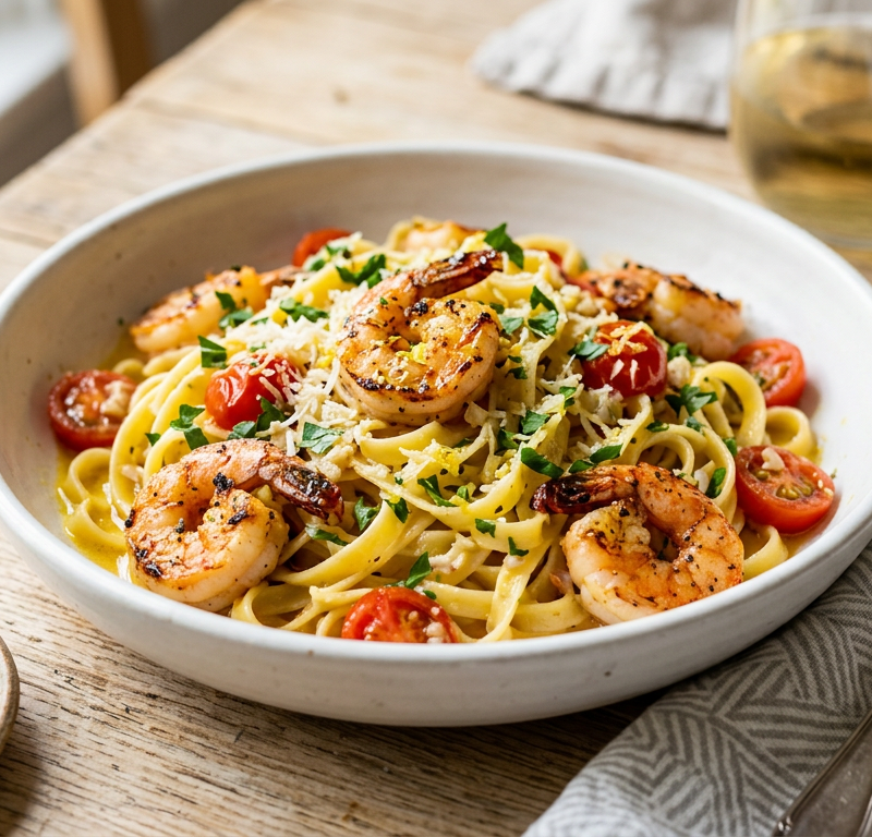 Gluten-Free Lemon Garlic Shrimp Pasta