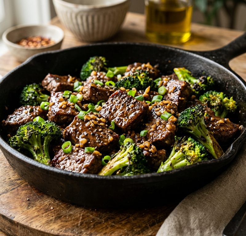 Garlic-Black Pepper Beef and Broccoli Skillet