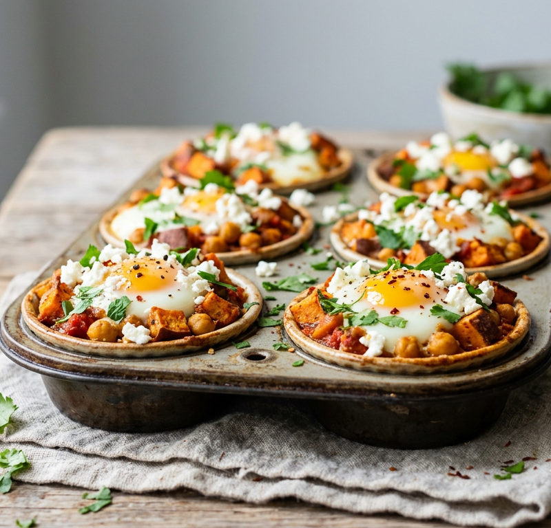 Spiced Sweet Potato and Chickpea Shakshuka Cups