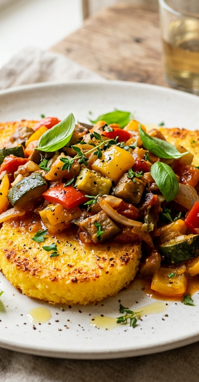 Mediterranean Ratatouille with Polenta Rounds