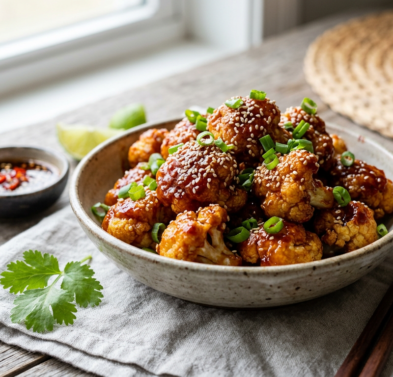 Crispy Korean-Style Cauliflower Bites with Gochujang Glaze