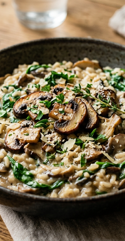 Creamy Mushroom & Spinach Risotto