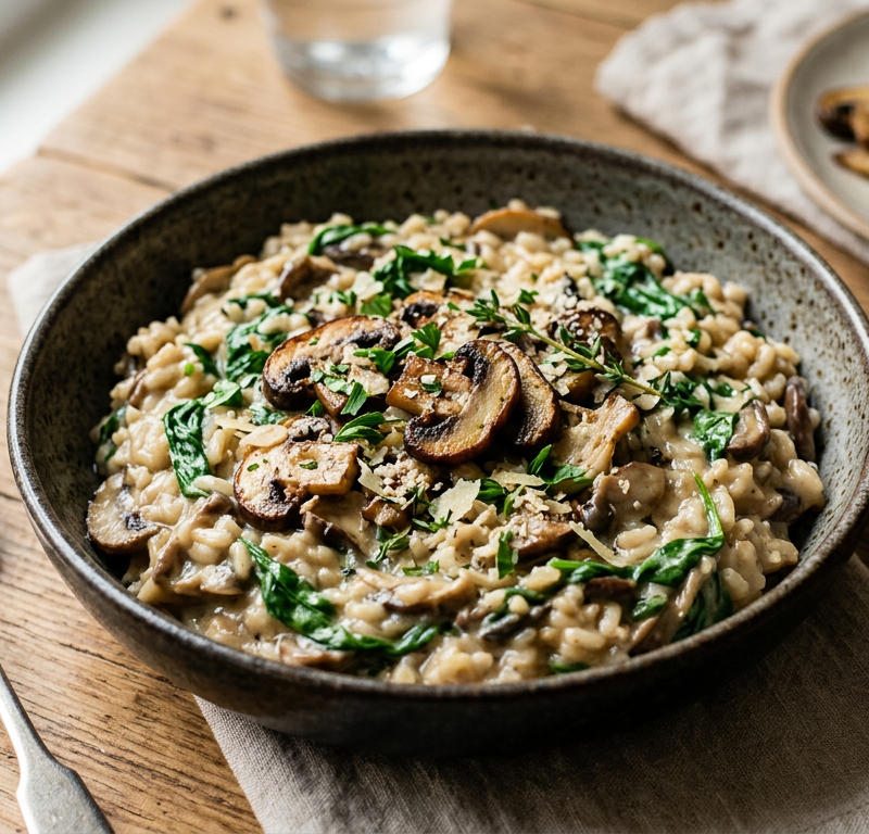 Creamy Mushroom & Spinach Risotto