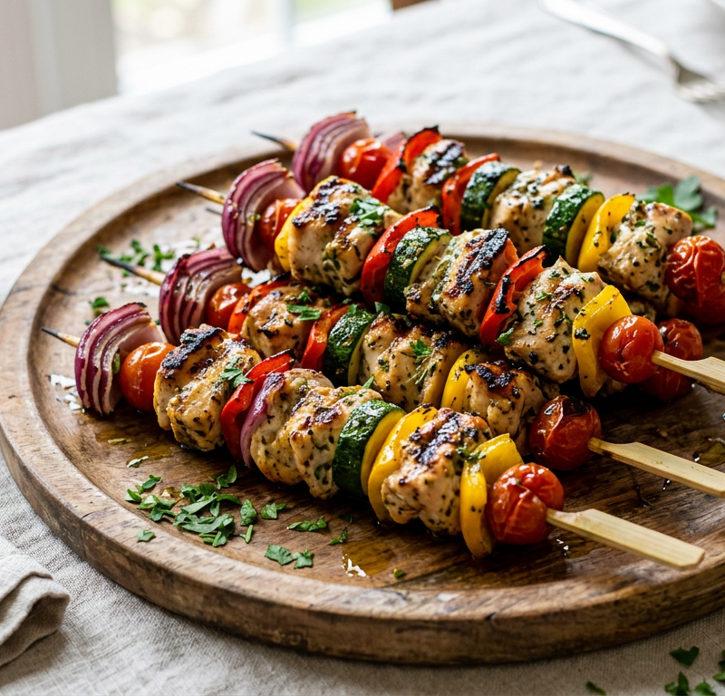 Mediterranean Chicken and Vegetable Kebabs