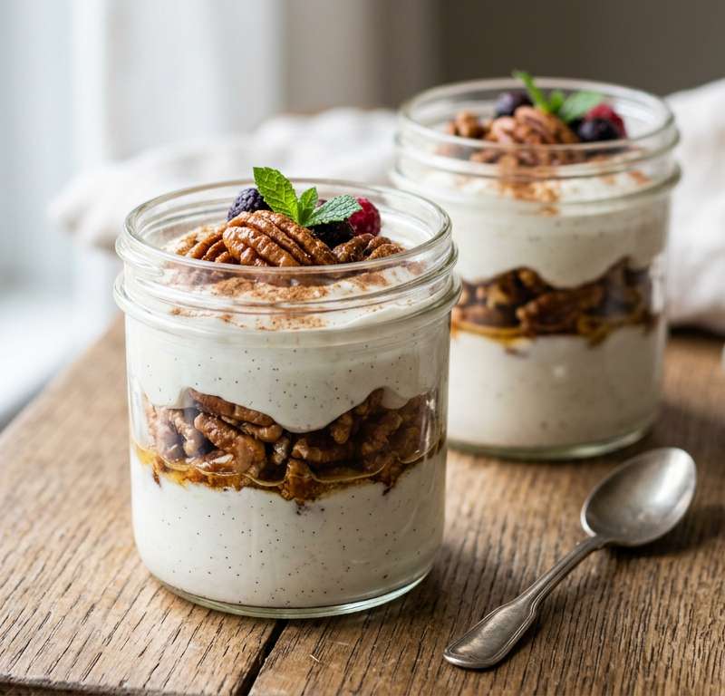 Cultured Coconut Yogurt Parfait with Honey Pecans