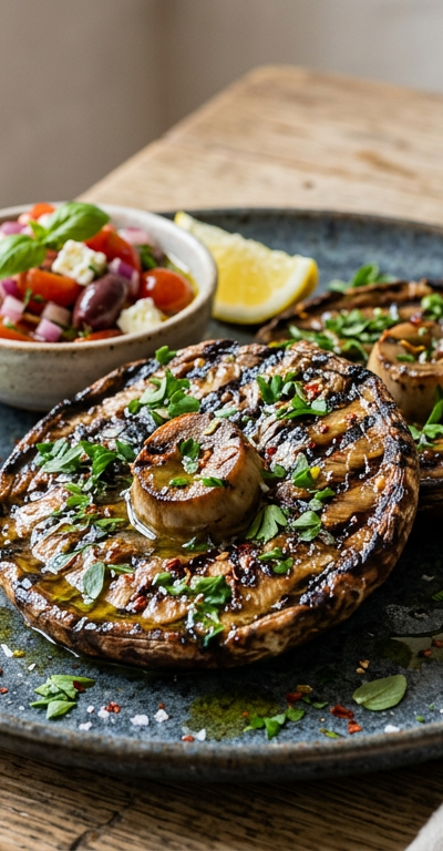 Mediterranean Grilled Portobello Mushrooms