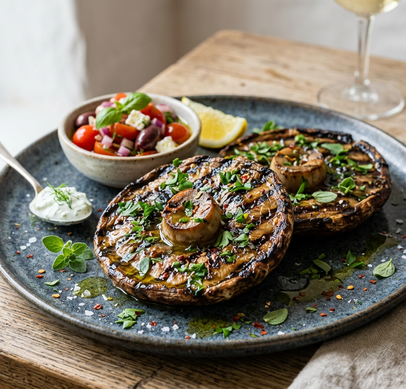 Mediterranean Grilled Portobello Mushrooms